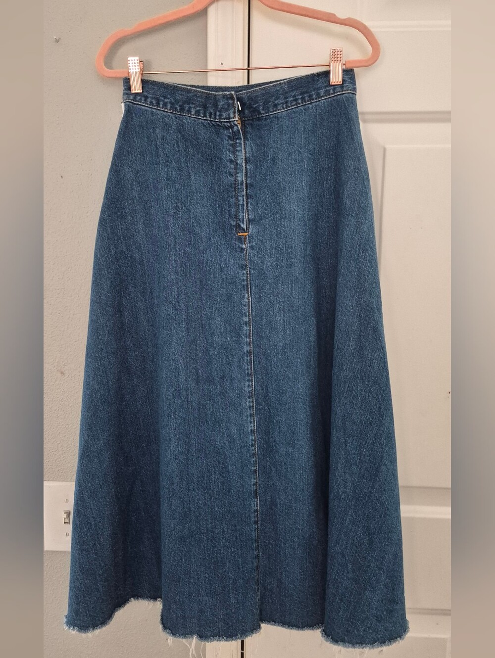 Azul By Moussy Vintage Denim Skirt Maxi Women 100% Cotton Raw Hem Made in Japan - Picture 5 of 10